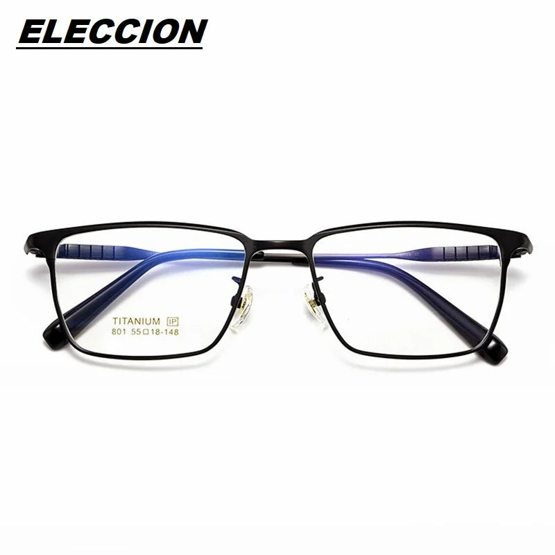 Eleccion Unisex Full Rim Square Titanium Acetate Eyeglasses 4801 Full Rim Eleccion Black CHINA