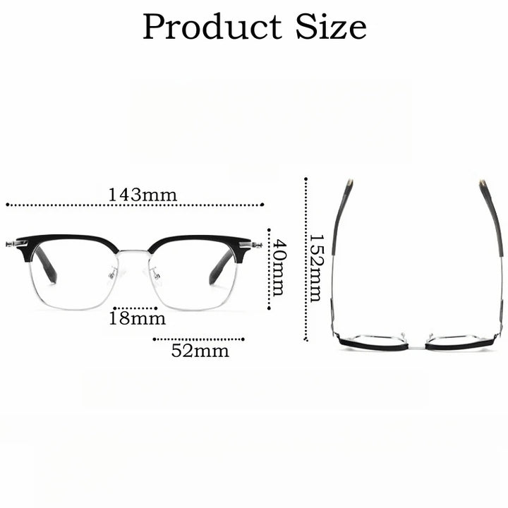 Yimaruili Men's Full Rim Square Titanium Acetate Eyeglasses Y107 Full Rim Yimaruili Eyeglasses   