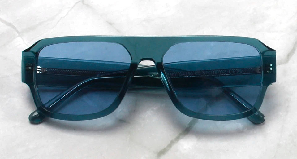 Esnbie Unisex Full Rim Flat Top Polygon Acetate Sunglasses 241501