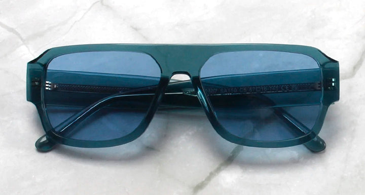 Esnbie Unisex Full Rim Flat Top Polygon Acetate Sunglasses 241501