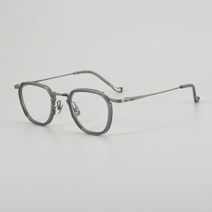 Muzz Unisex Full Rim Flat Top Round Titanium Acetate Eyeglasses 54917