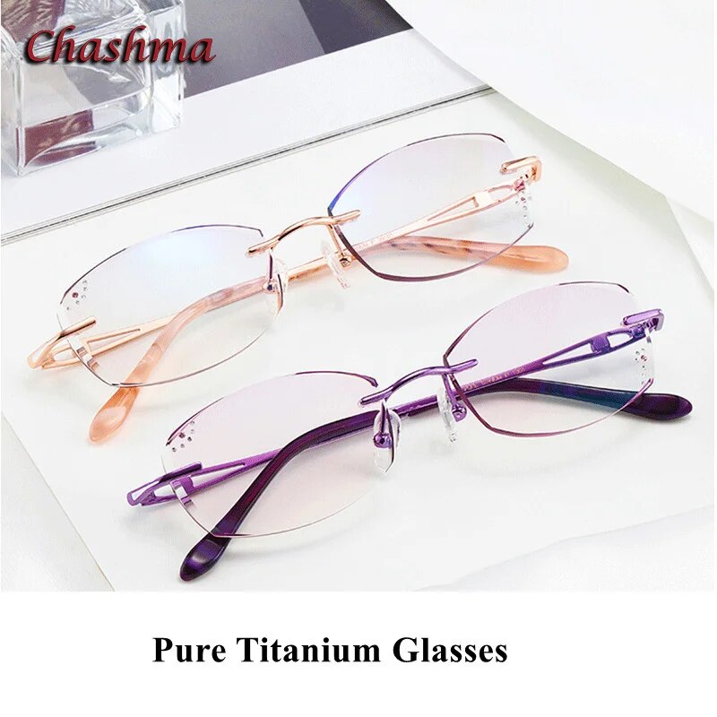 Chashma Ochki Women's Rimless Square Titanium Eyeglasses 99102 Rimless Chashma Ochki   