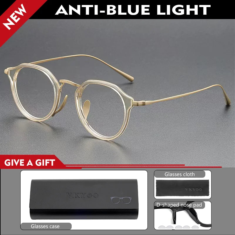 Vicky Unisex Full Rim Round Acetate Blue Light Prescription Eyeglasses KMN1113 - view 8