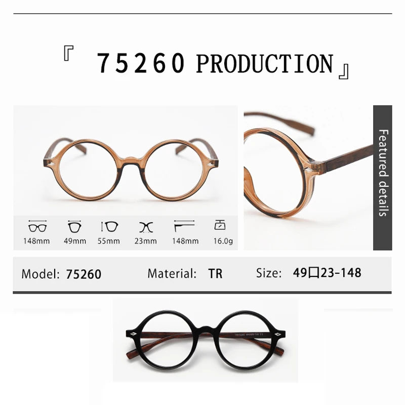 Kocolior Unisex Full Rim Round Tr 90 Alloy Photochromic Reading Glasses 75260