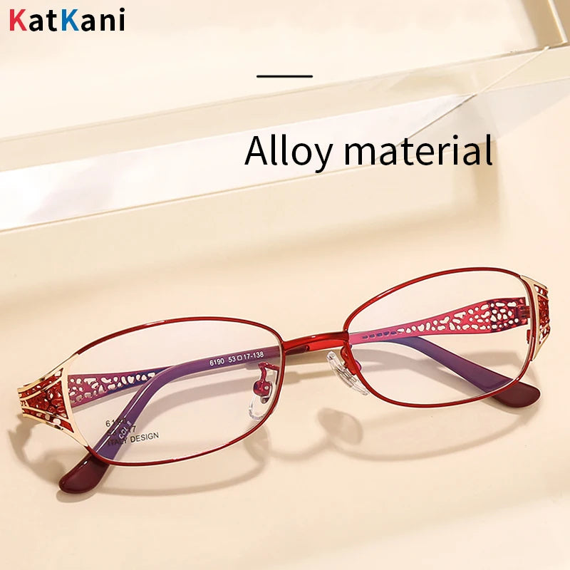 KatKani Women's Full Rim Oval Alloy Eyeglasses 6190 Semi Rim KatKani Eyeglasses   