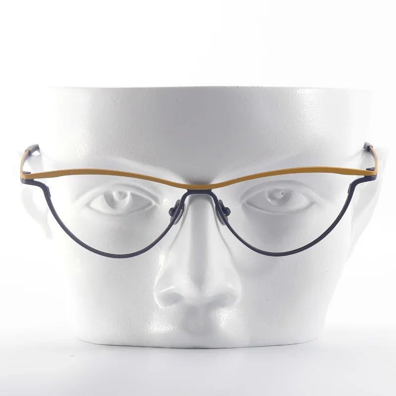 Muzz Unisex Full Rim Big Oval Brown Line Titanium Eyeglasses 561545