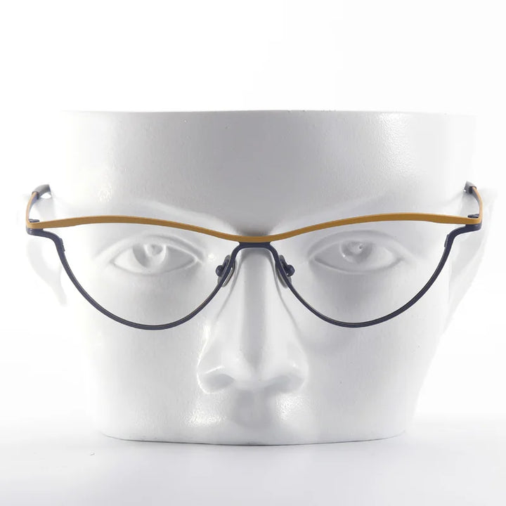 Muzz Unisex Full Rim Big Oval Brown Line Titanium Eyeglasses 561545