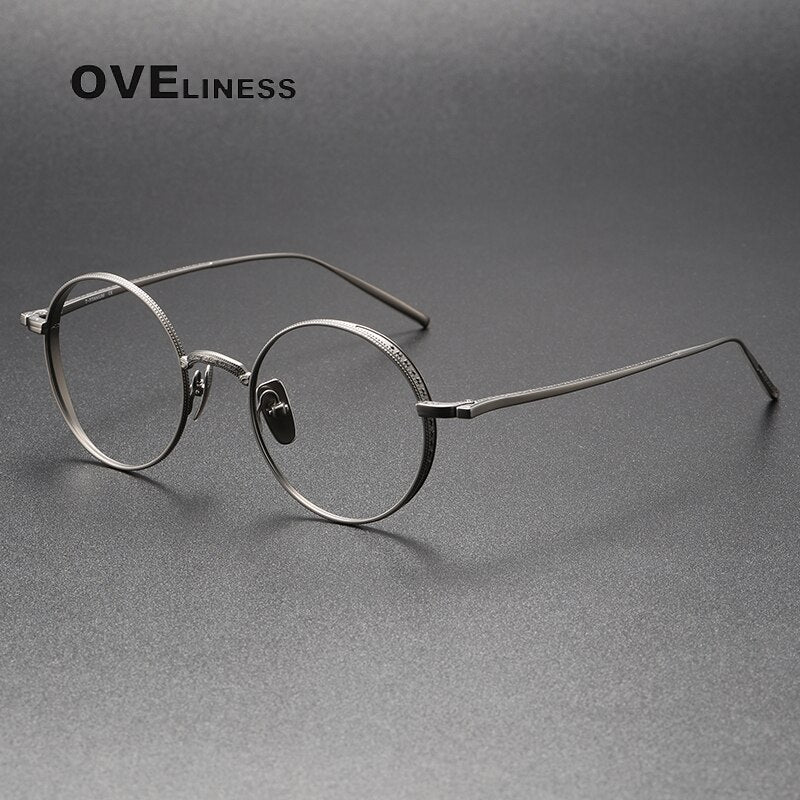 Oveliness Unisex Full Rim Round Titanium Eyeglasses M3087 Full Rim Oveliness gun  