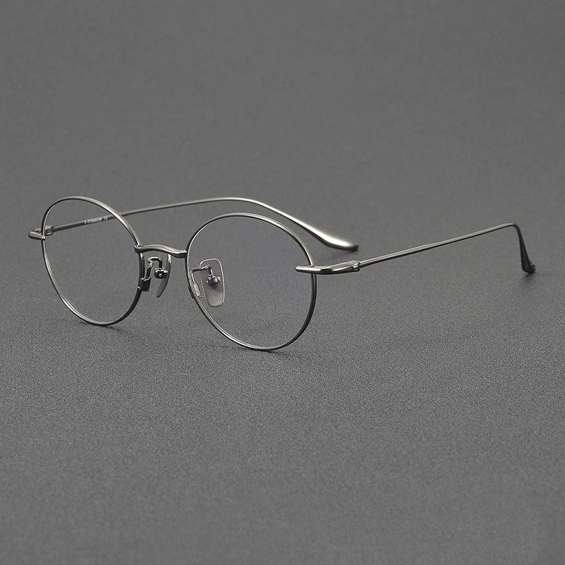 Black Mask Women's Full Rim Small Round Titanium Eyeglasses 4158 Full Rim Black Mask Gun Gray  