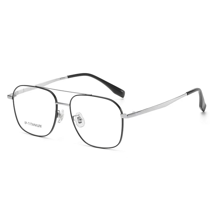 Yimaruili Unisex Full Rim Square Double Bridge Titanium Eyeglasses 985142