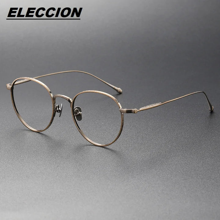 Eleccion Women's Full Rim Oval Round Titanium Eyeglasses 44308 Full Rim Eleccion Bronze CHINA