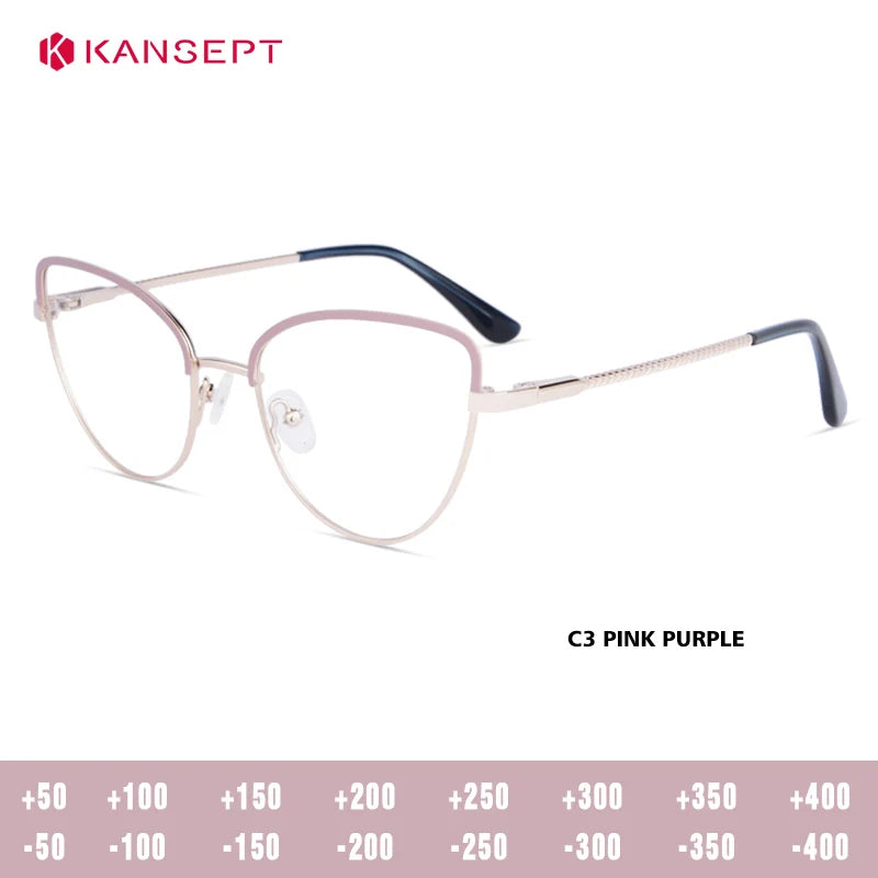 Kansept Women's Full Rim Oval Cat Eye Alloy Reading Glasses 53309