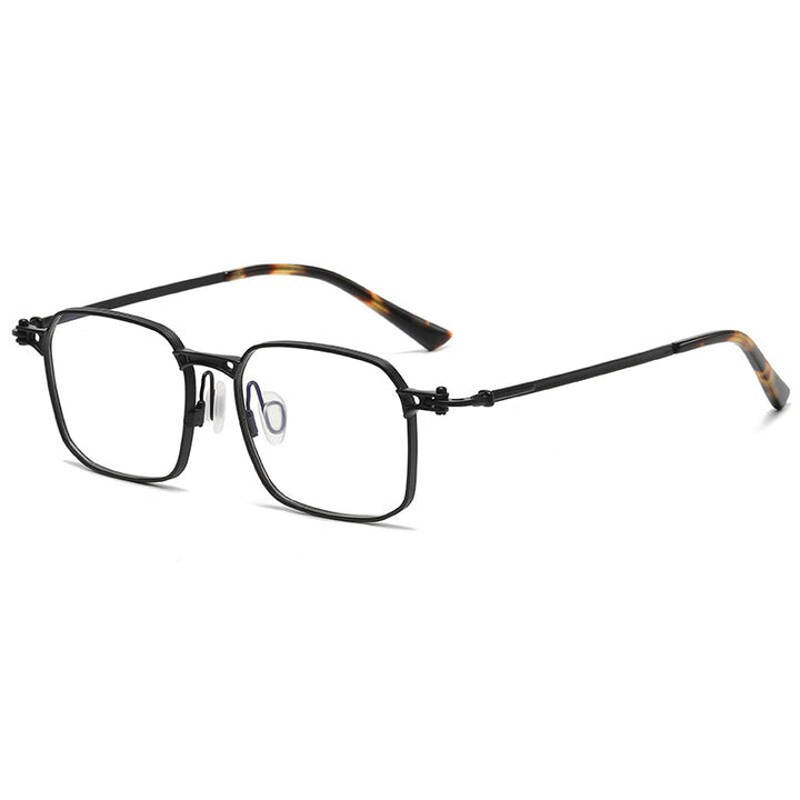 Gatenac Unisex Full Rim Square Titanium Eyeglasses Gxyj1073 Full Rim Gatenac Black  