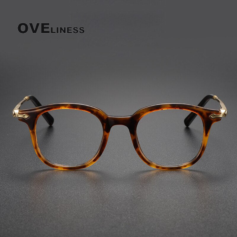 Oveliness Unisex Full Rim Square Acetate Titanium Eyeglasses 80851 Full Rim Oveliness   