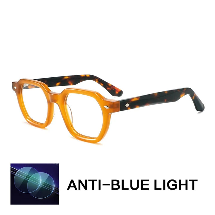 Gatenac Unisex Full Rim Polygon Square Acetate Reading Glasses G1157