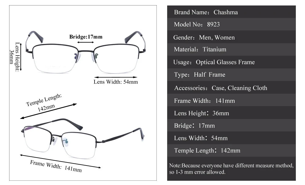 Chashma Ochki Men's Semi Rim Square Titanium Eyeglasses 89234