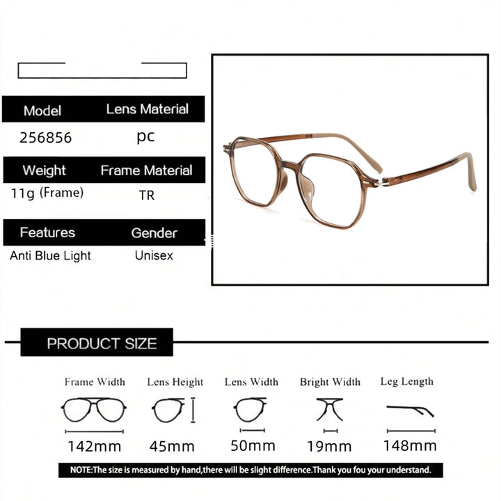 Kocolior Women's Full Rim Polygon Square Tr 90 Eyeglasses 56856