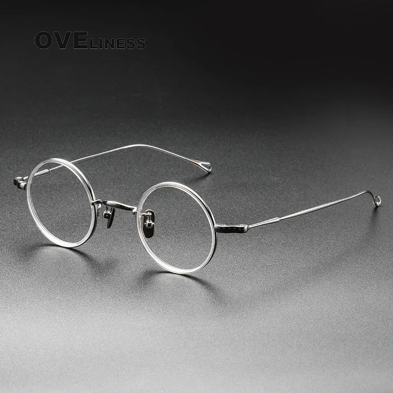 Oveliness Unisex Full Rim Round Titanium Acetate Eyeglasses O2208 Full Rim Oveliness clear silver  