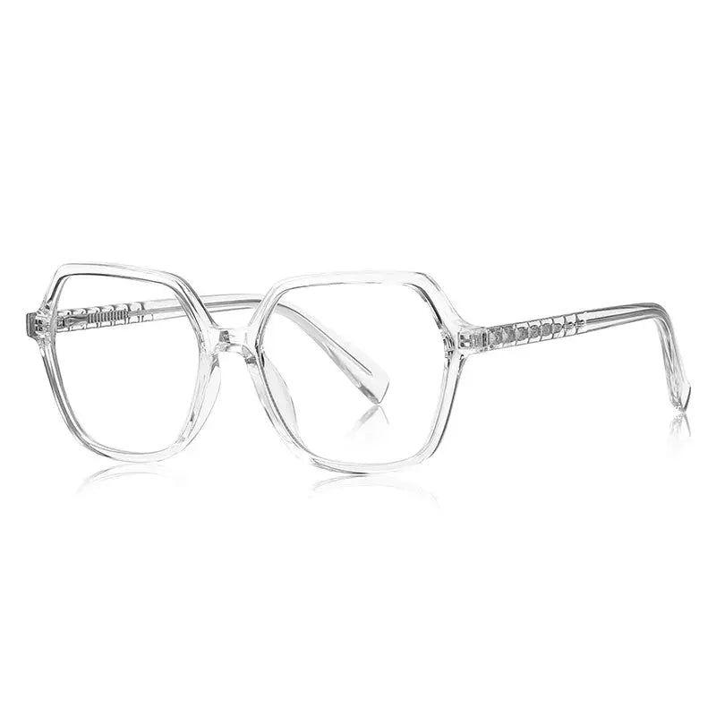 Vicky Unisex Full Rim Large Polygon Square Acetate and Alloy Reading Glasses 2140 — view 2 | Vicky at FuzWeb