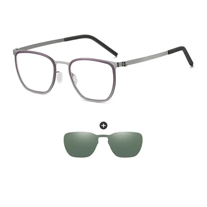 Gmei 790849 Unisex Full Rim Square Steel Frames Clip On Sunglasses FuzWeb