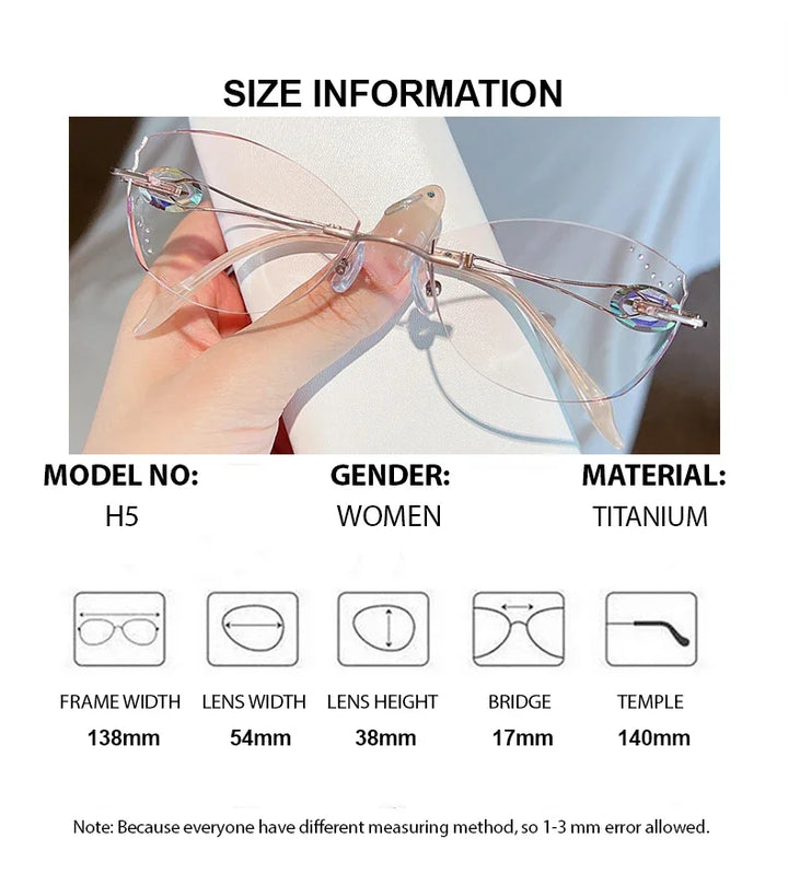 Summer Flower Women's Rimless Butterfly Titanium Eyeglasses 13855