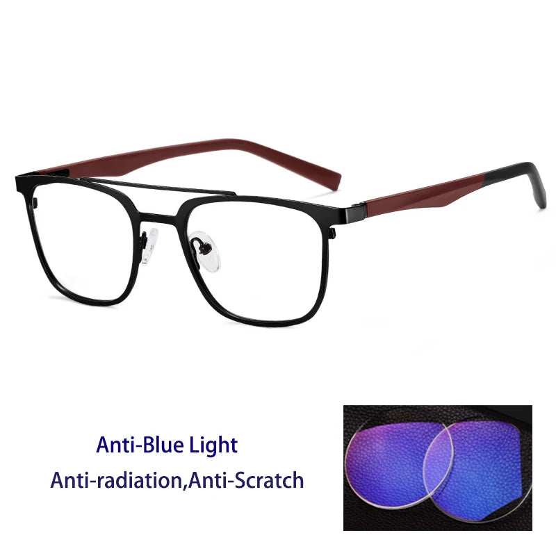Kocolior Women's Full Rim Square Double Bridge Alloy Reading Glasses 91362
