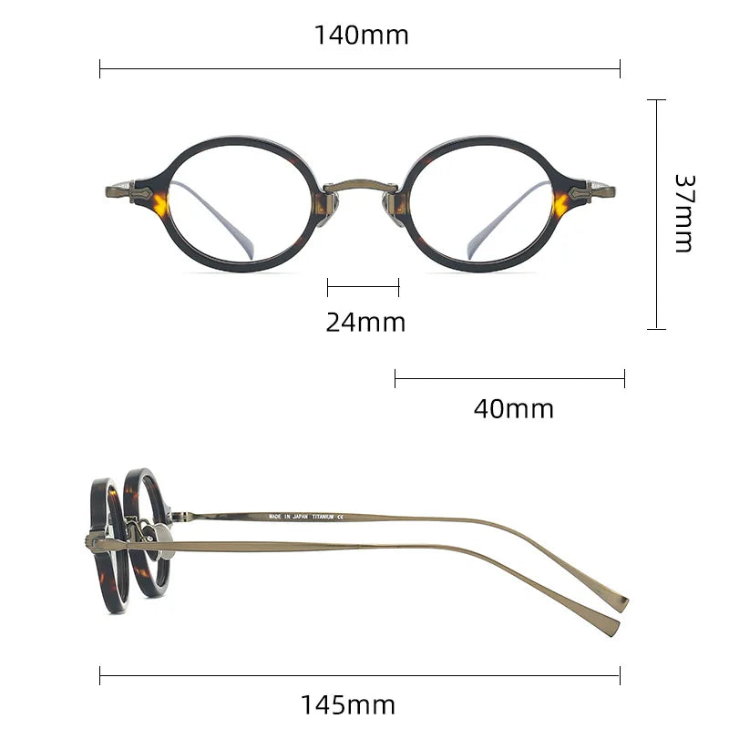 Black Mask Unisex Full Rim Oval Round Titanium Acetate Eyeglasses 396181