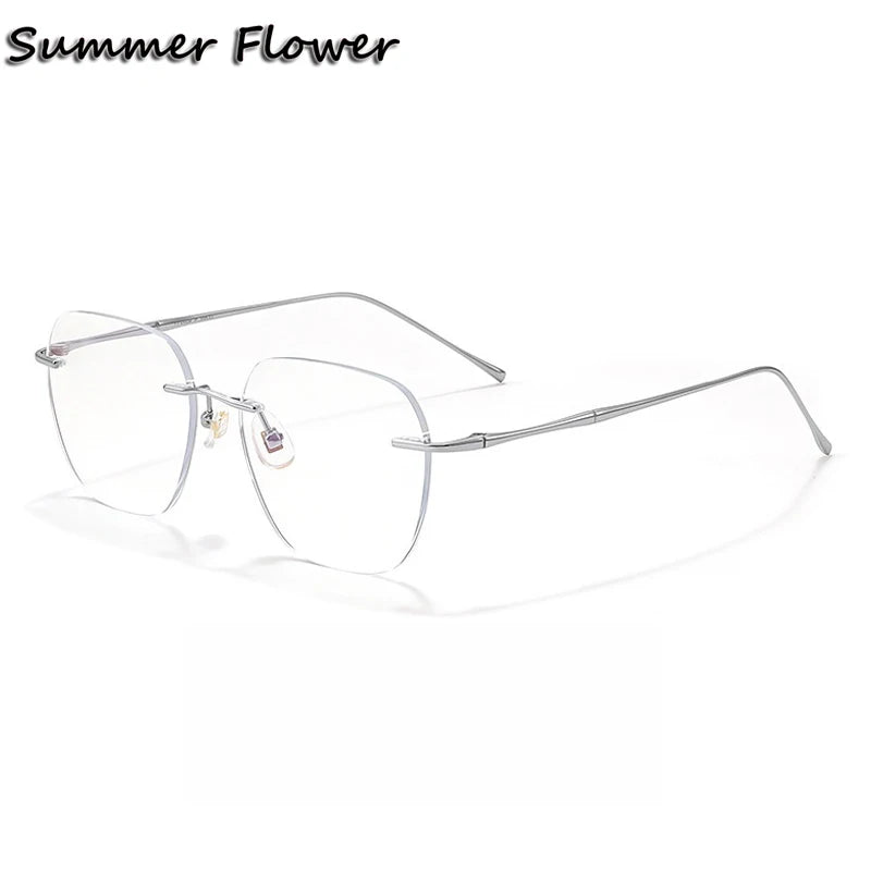 Summer Flower Unisex Rimless Polygon Square Steel Eyeglasses 699632