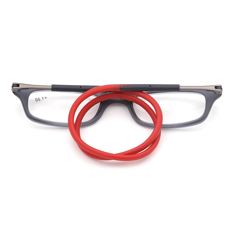 Hotochki Unisex Full Rim Rectangle Tr 90 Presbyopic Reading Glasses H232 Reading Glasses Hotochki +100 Red 
