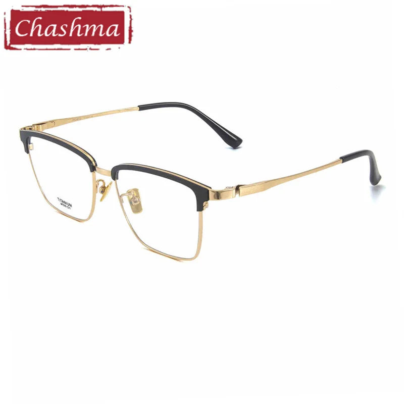 Chashma Ochki Men's Full Rim Square Acetate Titanium Eyeglasses 881079