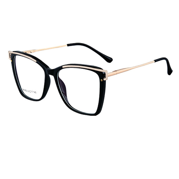 CCSpace Women's Full Rim Square Tr 90 Titanium Eyeglasses 56794 Full Rim CCspace C2Black  