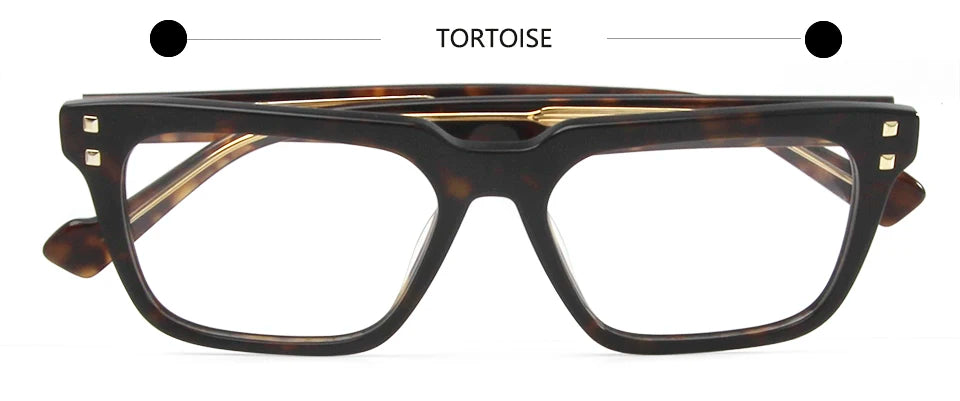 Esnbie Unisex Full Rim Rectangle Thick Acetate Eyeglasses 62223 Full Rim Esnbie Tortoise  