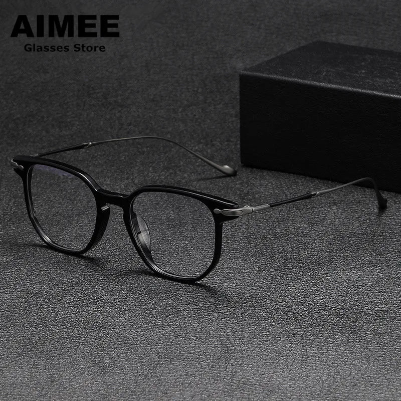 Aimee Unisex Full Rim Round Square Titanium Acetate Eyeglasses 5887 Full Rim Aimee   