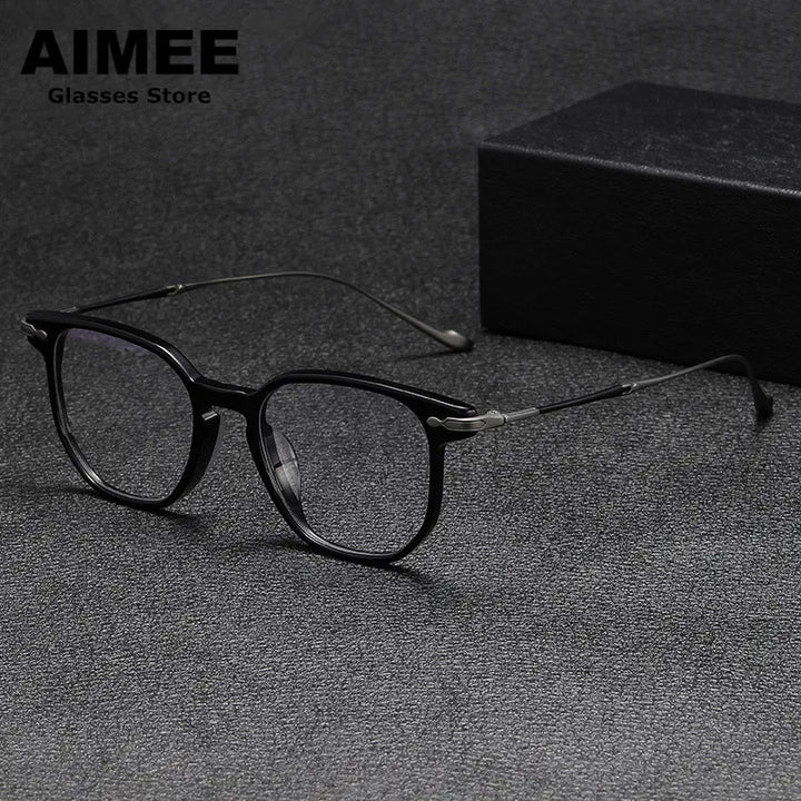 Aimee Unisex Full Rim Round Square Titanium Acetate Eyeglasses 5887 Full Rim Aimee   