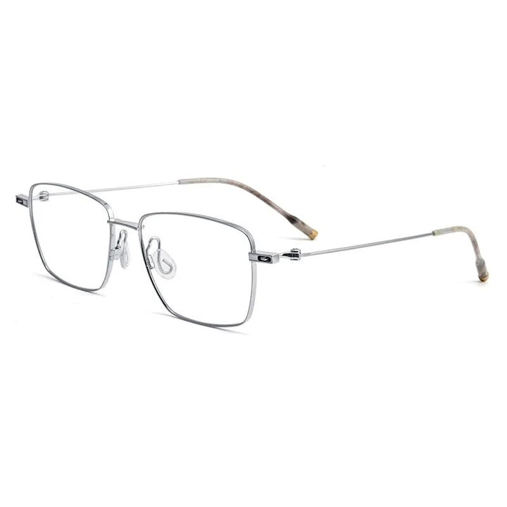 Yimaruili Men's Full Rim Square Titanium Eyeglasses 308t Full Rim Yimaruili Eyeglasses Silver  