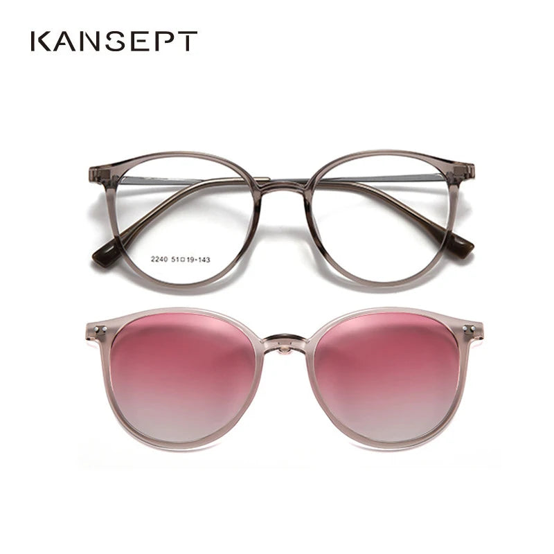 Kansept Unisex Full Rim Round Tr 90 Alloy Reading Glasses Clip On Sunglasses 2240 Reading Glasses Kansept   