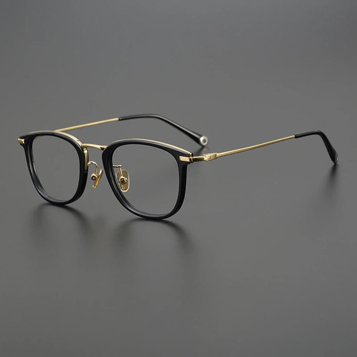 Black Mask Unisex Full Rim Square Titanium Acetate Eyeglasses 41286 Full Rim Black Mask Black-Gold