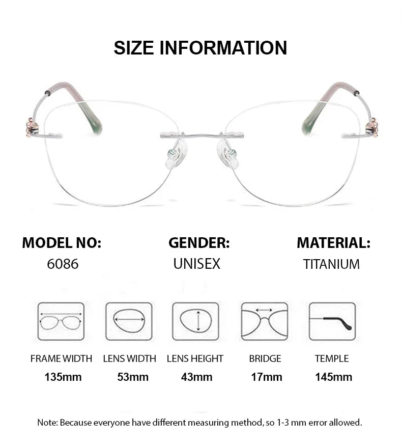 Chashma Women's Rimless  Oval Cat Eye Titanium Reading Glasses 946086