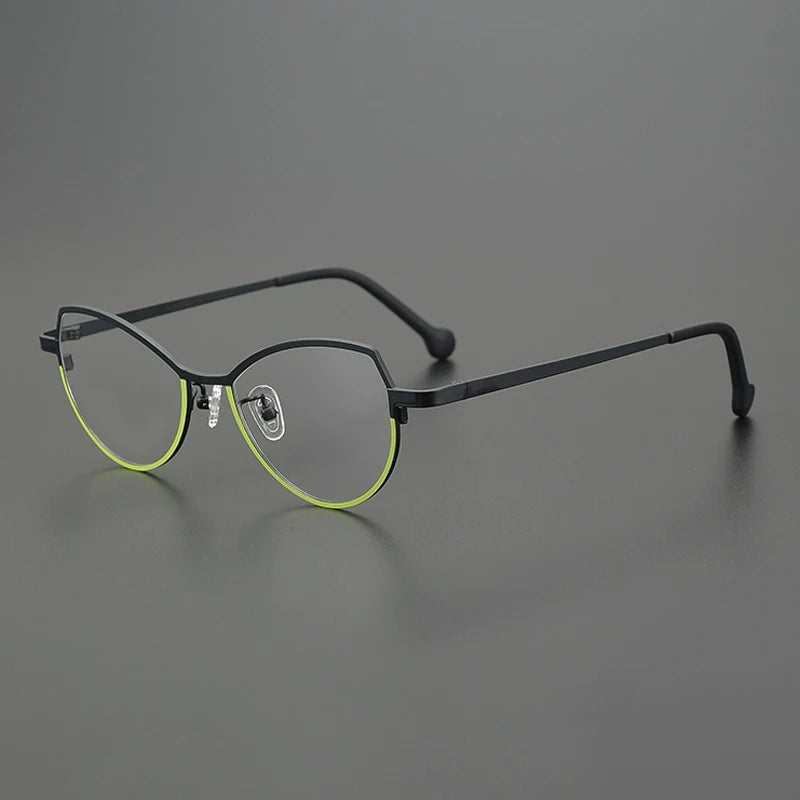 Gatenac Unisex Full Rim Brow Line Cat Eye Titanium Eyeglasses Gxy85848