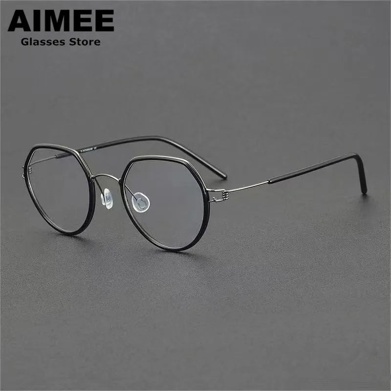 Aimee Full Rim Flat Top Oval Titanium Acetate Eyeglasses 422048