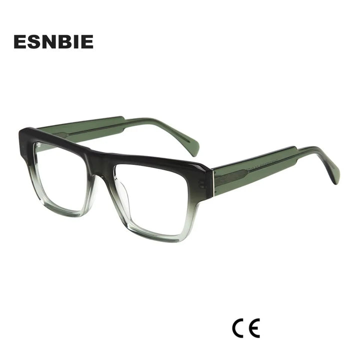 Esnbie Unisex Full Rim Square Thick Acetate Temple Eyeglasses 24019 Full Rim Esnbie   