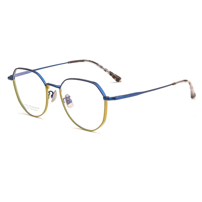 Aror Unisex Full Rim Flat Top Square Titanium Eyeglasses 205149 Full Rim Aror blue yellow