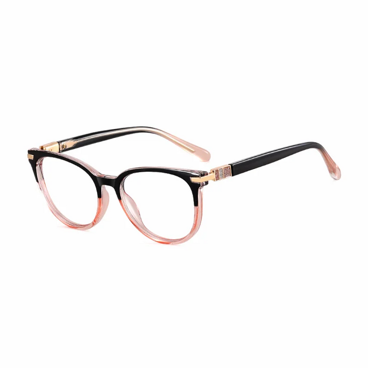 Ralferty Women's Full Rim Round Cat EyeTr 90 Acetate Eyeglasses 82162 Full Rim Ralferty C6 Black Pink CHINA 