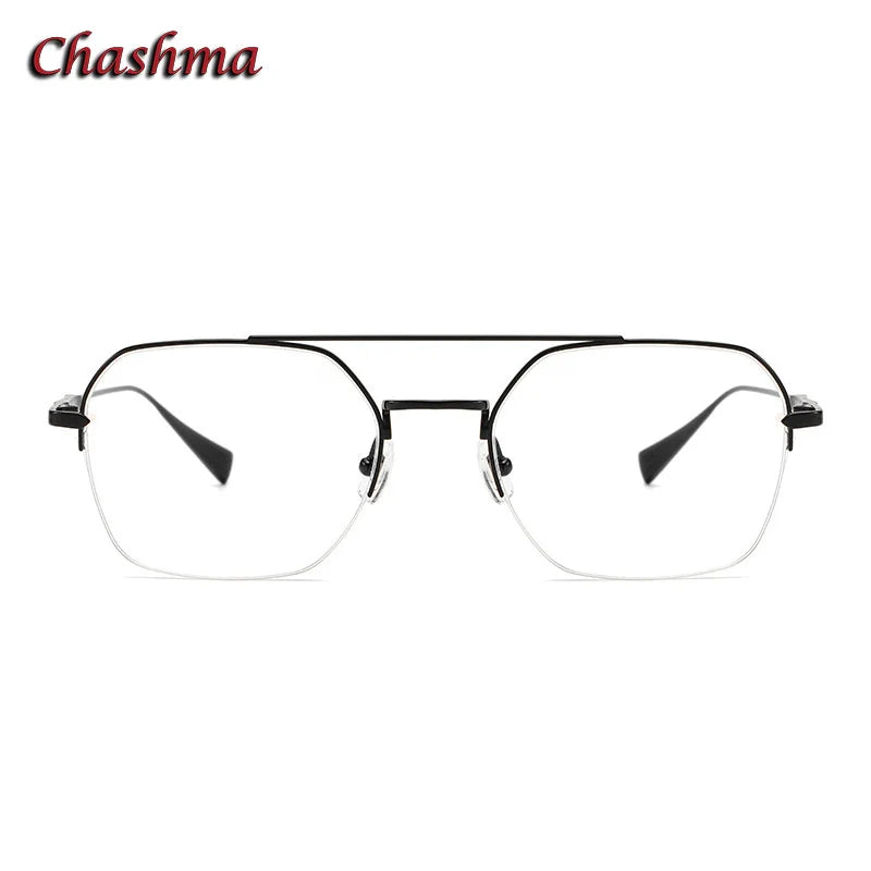 Chashma Ochki Unisex Semi Rim Square Double Bridge Titanium Eyeglasses 5008 Semi Rim Chashma Ochki   