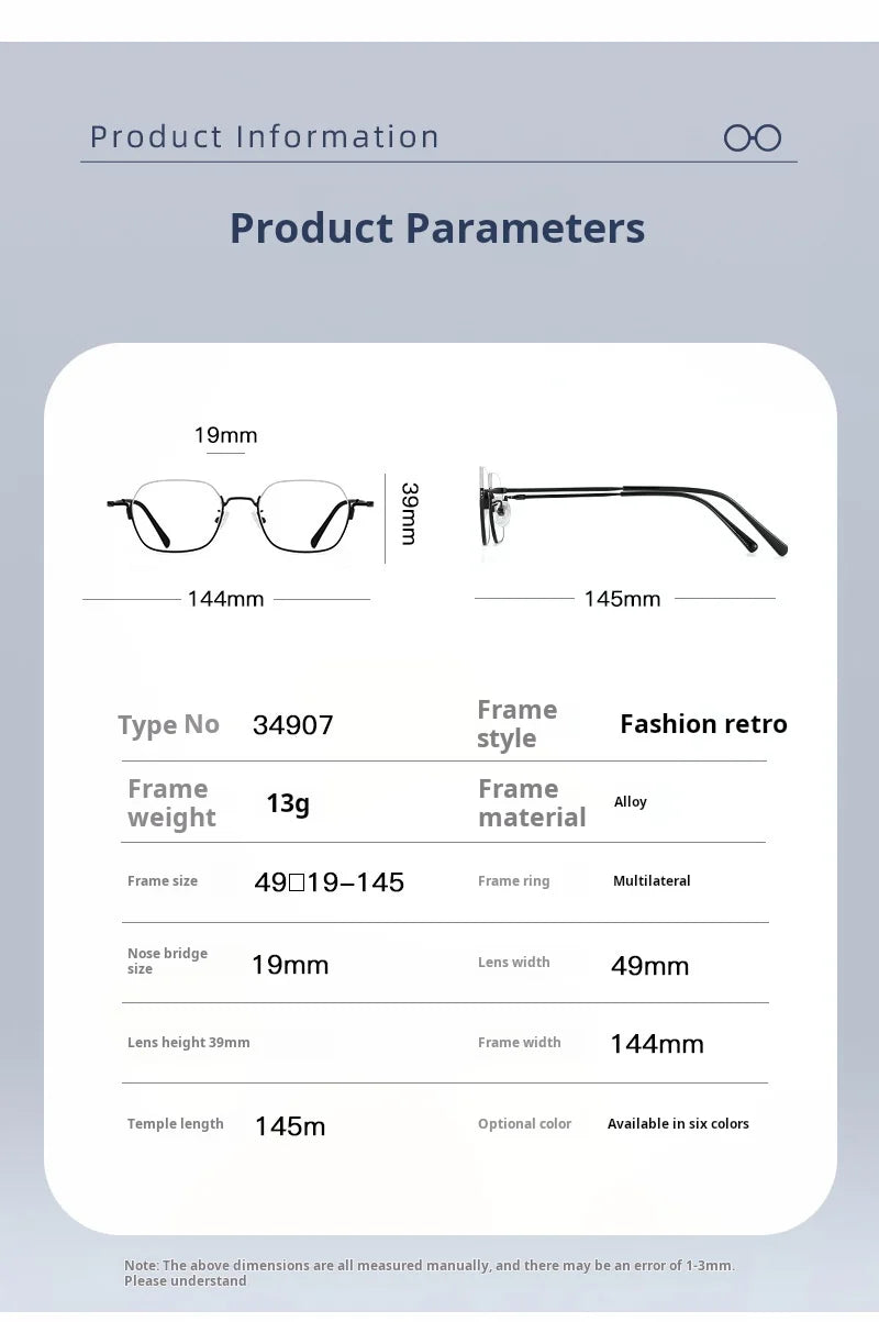 Yimaruili Unisex Bottom Semi Rim Square Alloy Eyeglasses 34907