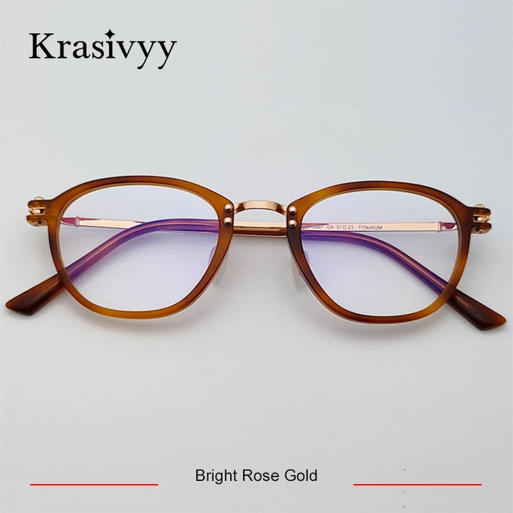 Krasivyy Men's Full Rim Oval Square Acetate Titanium Eyeglasses 35881