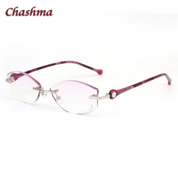 Chashma Ochki Women's Rimless Square Titanium Eyeglasses 77007 Rimless Chashma Ochki Purple  