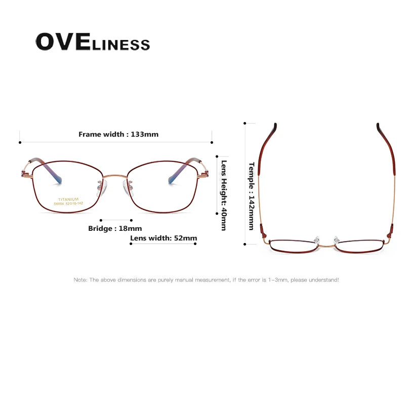 Oveliness Women's Full Rim Oval Square Titanium Eyeglasses 196004 Full Rim Oveliness   