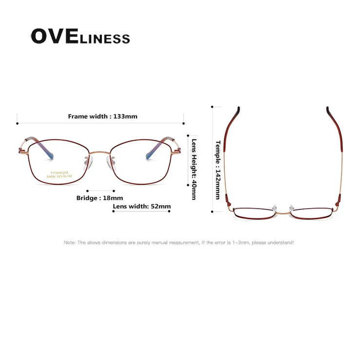 Oveliness Women's Full Rim Oval Square Titanium Eyeglasses 196004 Full Rim Oveliness   