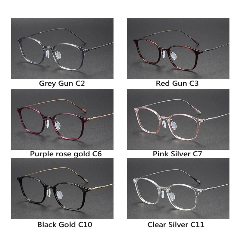 Oveliness Unisex Full Rim Square Acetate Titanium Eyeglasses 8650 Full Rim Oveliness   